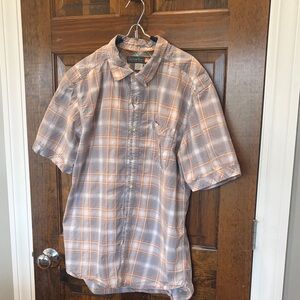 Quiksilver Men's Short-Sleeve Plaid Button-Down Shirt - Gray & Orange